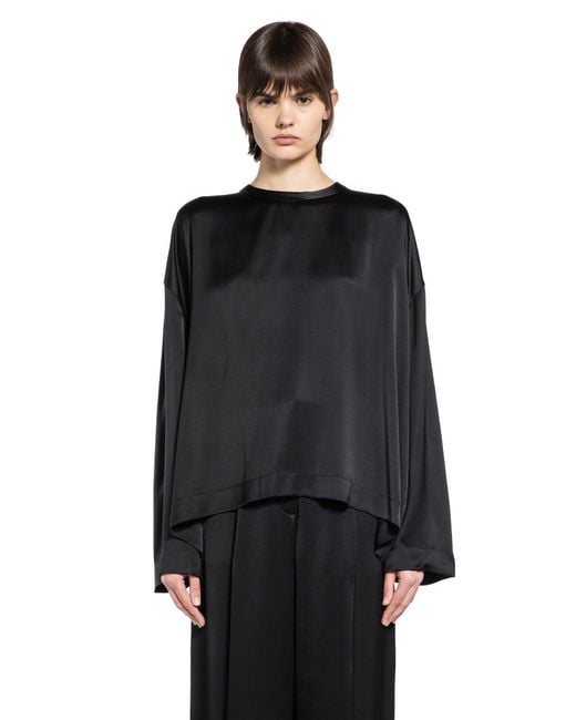 Totême Black Boxy Satin Top