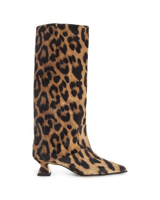 Miista Brown Effie Animal Print Tall Boots