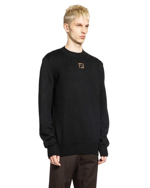 Fendi Black Corduroy Ff Wool Sweater for men
