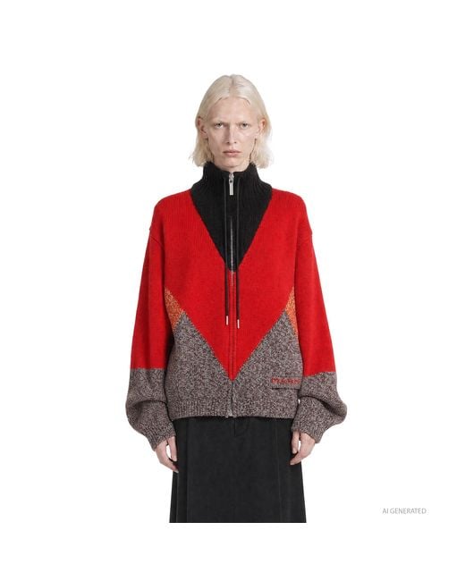 Marni Red 'M' Wool Cashmere Jacket