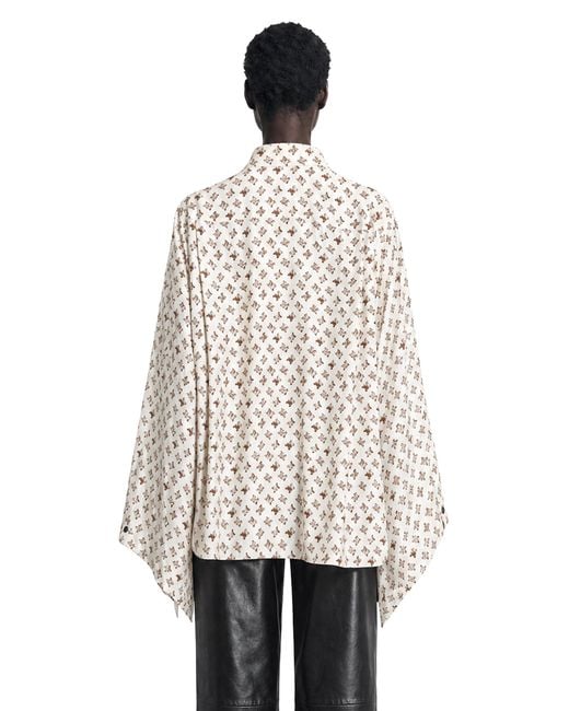 Max Mara White Oversized Printed Silk Shirt