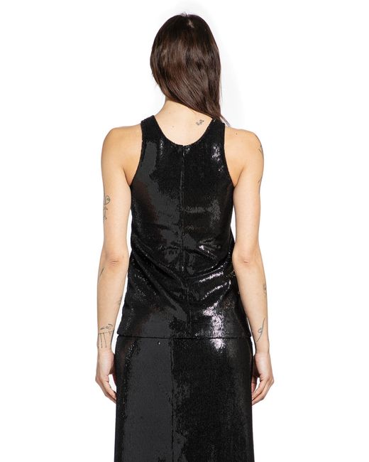 Totême Black Curved Sequin Tank