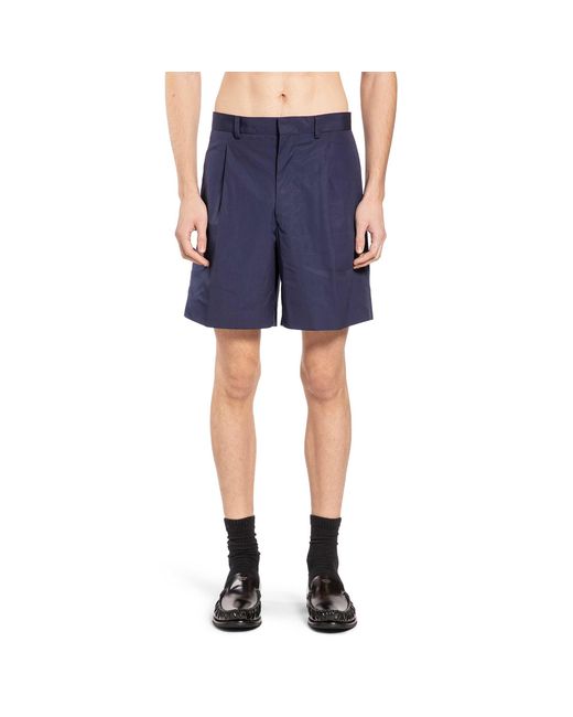 Prada Blue Cotton Bermudas for men