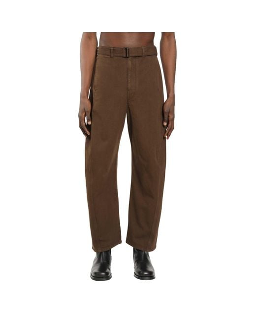 Lemaire Brown Twisted Belted Pants for men
