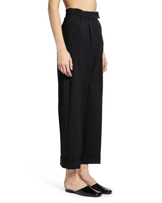 Max Mara Black Cropped Wool Tailored Trousers