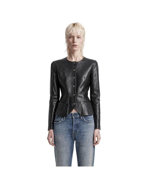 Magda Butrym Black Fitted Leather Blazer