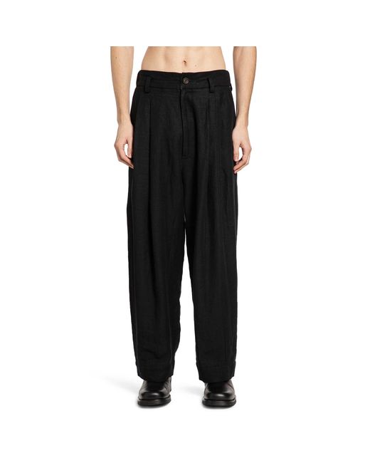 Ziggy Chen Black Drop-Crotched Wide Leg Trousers for men