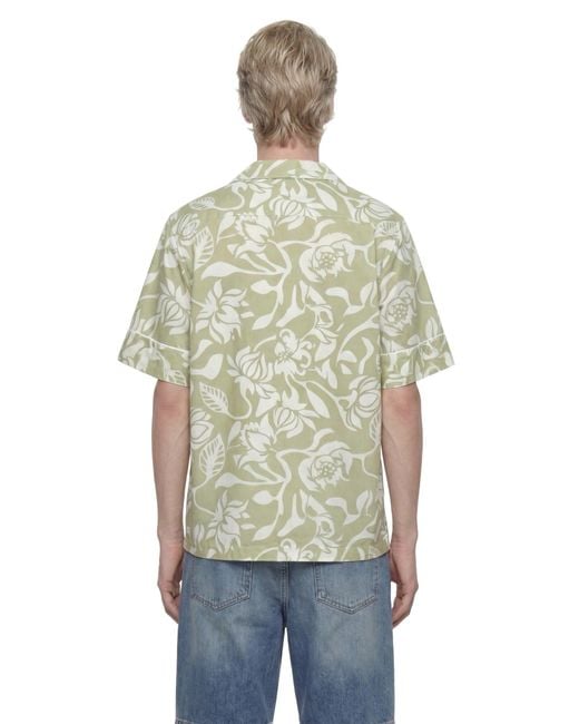 Hed Mayner Green Floral Print Shirt for men