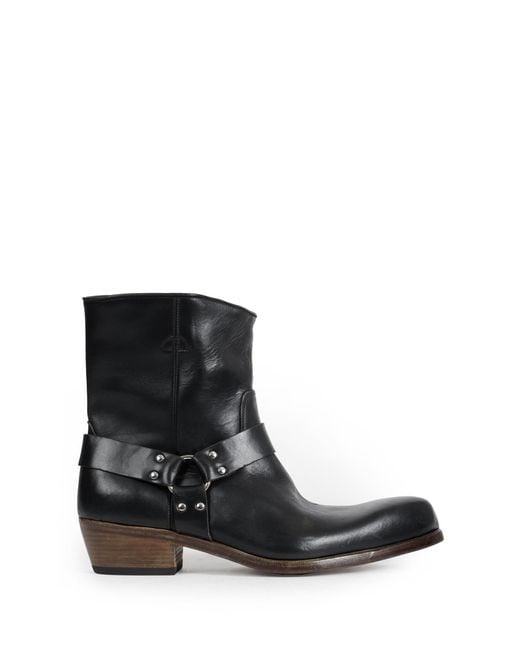 Premiata Black Leather Ankle Boots for men