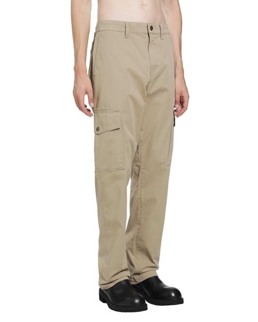 Burberry Natural Cotton Twill Cargo Trousers for men
