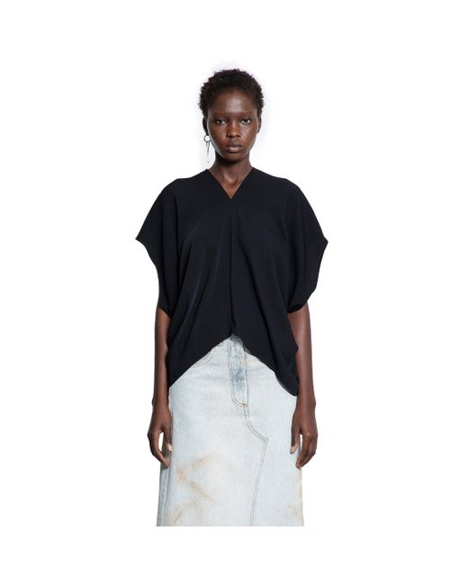 MM6 by Maison Margiela Black Draped V-Neck Top