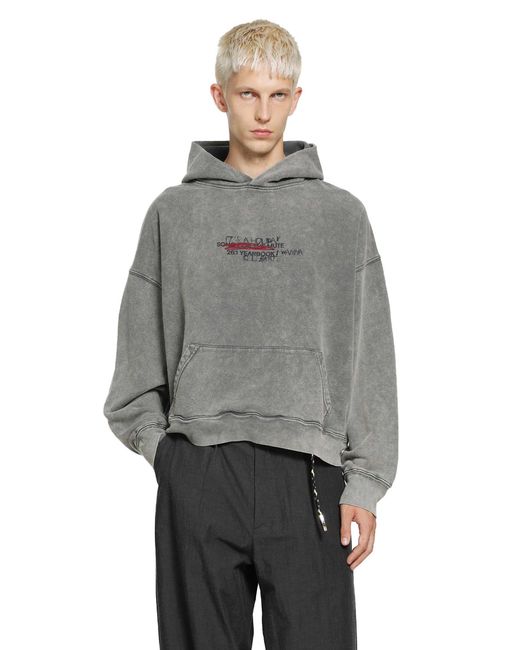 Song For The Mute Gray 'It's A Holiday' Relaxed Hoodie French Terry for men