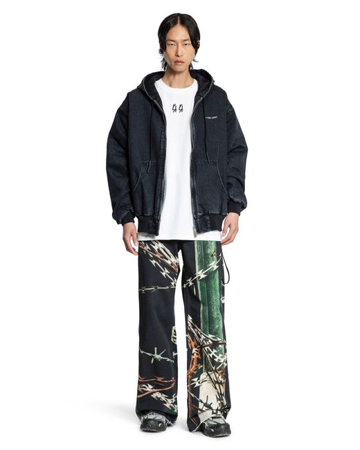 44 Label Group Blue Padded Zip-Up Denim Jacket for men