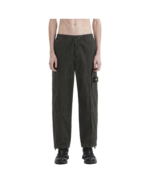 Stone Island Black 3100015 Cotton Ripstop Cargo Pants for men