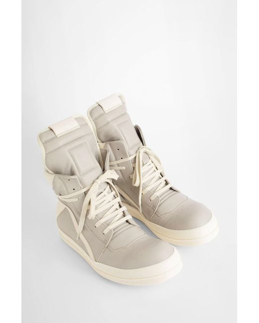 Rick Owens Natural Geobasket High-top Leather Sneakers for men