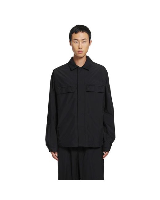Laminar Black Coated Nylon Overshirt for men