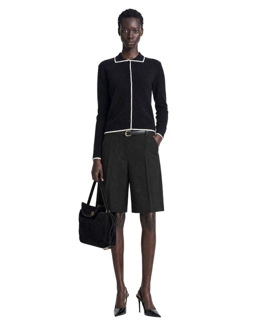 Max Mara Black Wool Silk Yarn Cardigan