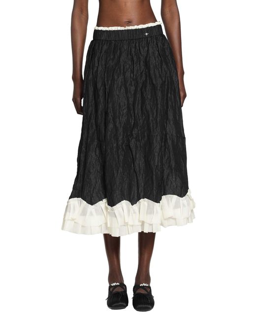 Renli Su Black Gathered A-Line Skirt