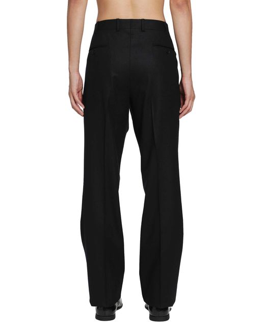 SALON C. LUNDMAN Black Double Pleat Flannel Trousers for men