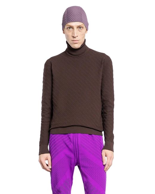 Prada Purple Jacquard Knit Sweater for men