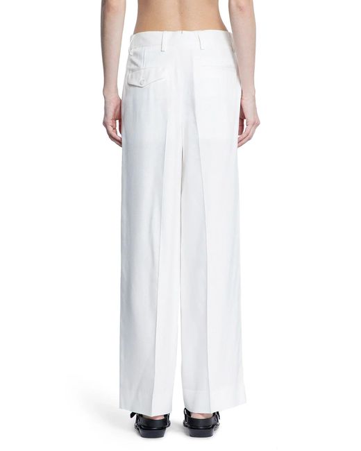 Ann Demeulemeester White Elfi Trousers In Viscose Calico