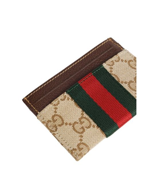 Gucci Brown Gg Card Case With Web for men