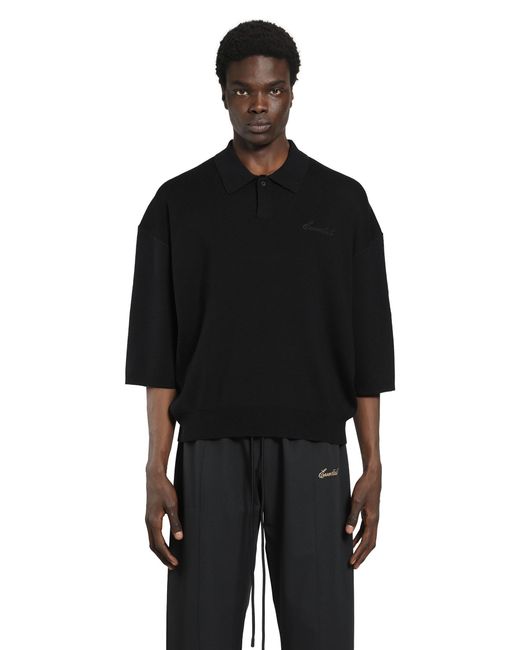 Fear Of God Black Signature 3/4 Sleeve 90S Knit Polo for men