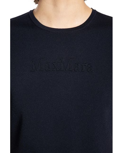 Max Mara Blue Viscose Nylon Short Sleeve Top