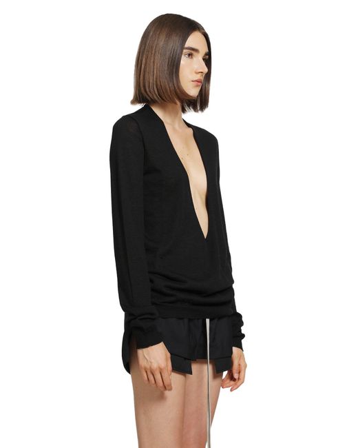 Rick Owens Black Tower Extreme V-Neck Sweater