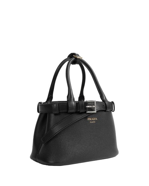 Prada Black Buckle Small Leather Top Handle Bag