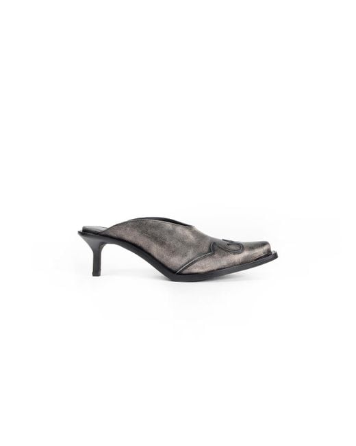 Ann Demeulemeester Gray Beate Western-Stitched Mules
