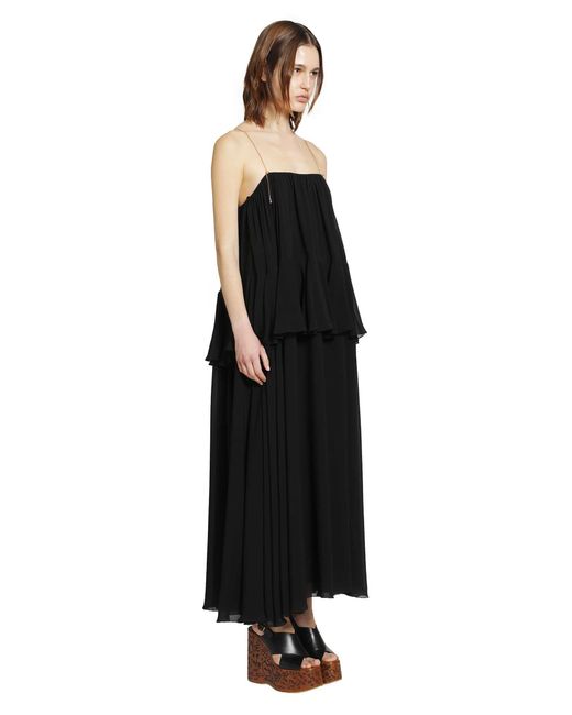 Chloé Black Silk Georgette Sleeveless Dress