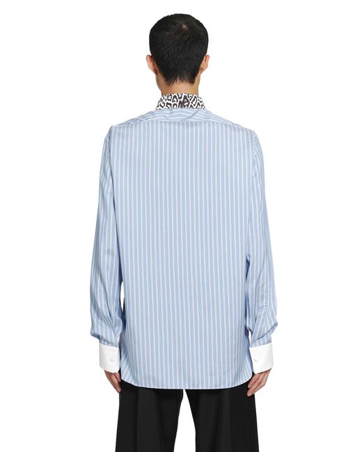 Tom Ford Blue Silk Stripe Contrast Classic Shirt for men