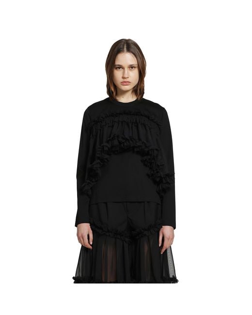 Noir Kei Ninomiya Black Tulle Long Sleeve T-Shirt