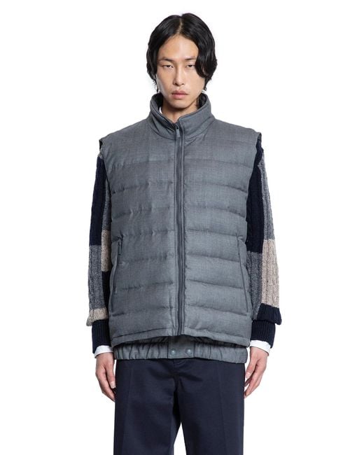Thom Browne Blue Down Filled Super 120's Twill Ski Vest for men