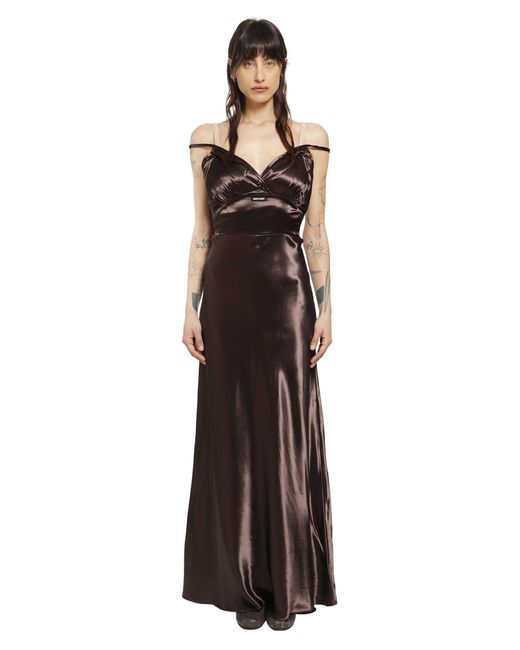 Miu Miu Brown Long Satin Dress
