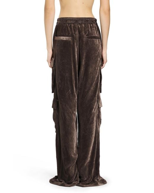Rick Owens Brown Viscose Silk Straight Leg Trousers