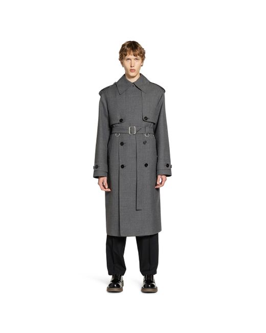 Jil Sander Gray Wool Gabardine Trench Coat for men