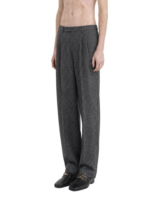 Valentino Gray Boutonné Wool Trousers for men