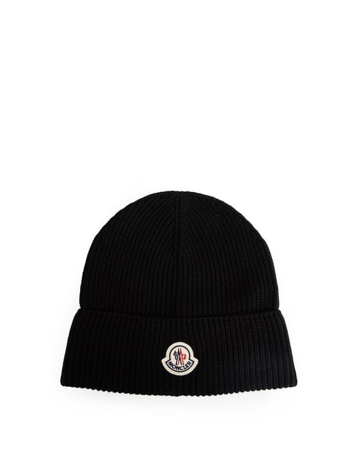 Moncler Black Cotton Beanie for men