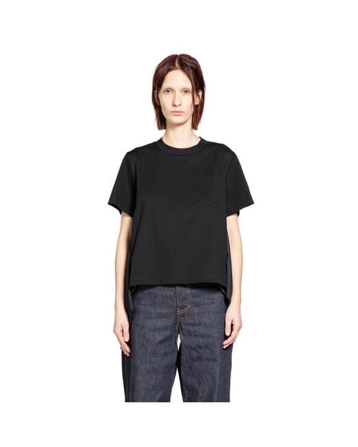Sacai Black Poplin X Cotton Jersey T-Shirt
