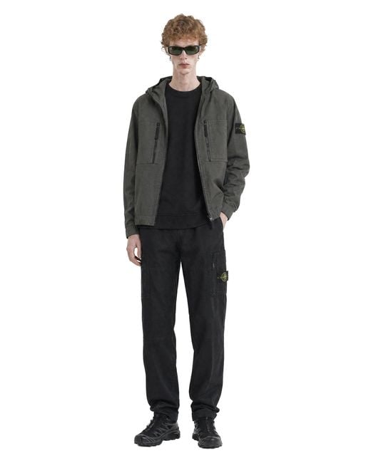 Stone Island Black 3100015 Cotton Ripstop Cargo Pants for men