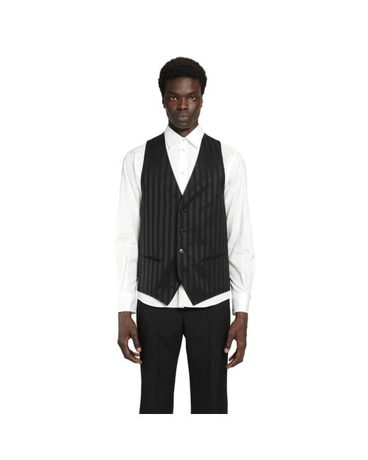 Ann Demeulemeester Black Juikko Striped Satin Waistcoat for men