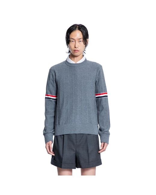 Thom Browne Blue Wool Relaxed Sweater for men