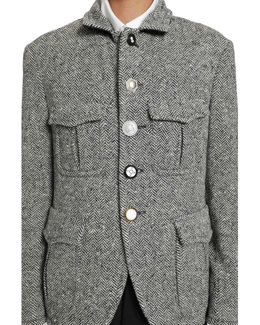 Junya Watanabe Gray Herringbone Wool Jacket for men