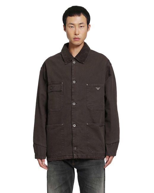 Emporio Armani Black Cotton Canvas Field Jacket for men