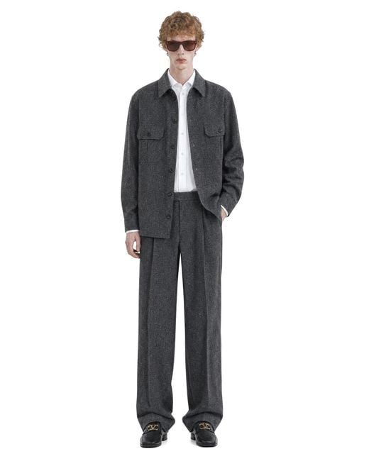 Valentino Gray Boutonné Wool Trousers for men