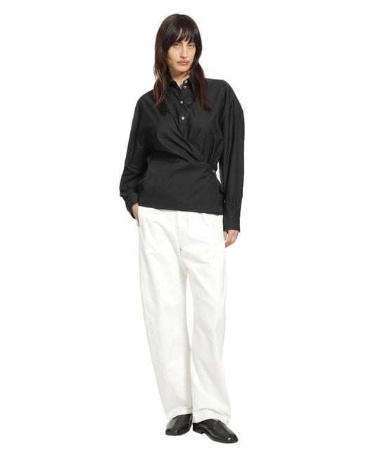 Lemaire White Twisted Belted Pants
