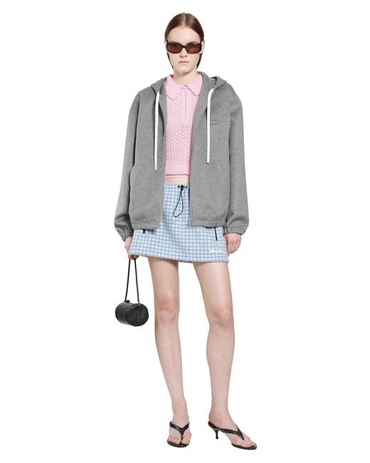 Miu Miu Gray Cashmere Wool Zip-Up Hoodie