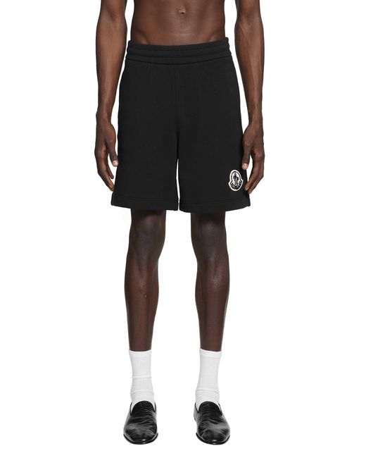 Moncler Black Logo Cotton Jersey Shorts for men